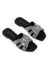 Sandalia Negra Brillos Perlas 2222